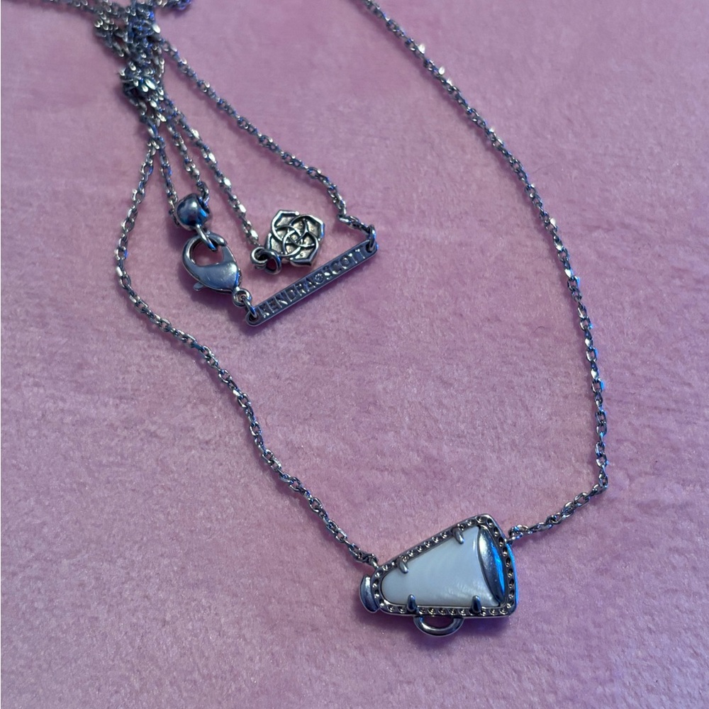 Kendra Scott Silver Necklace with White Megaphone Cheer